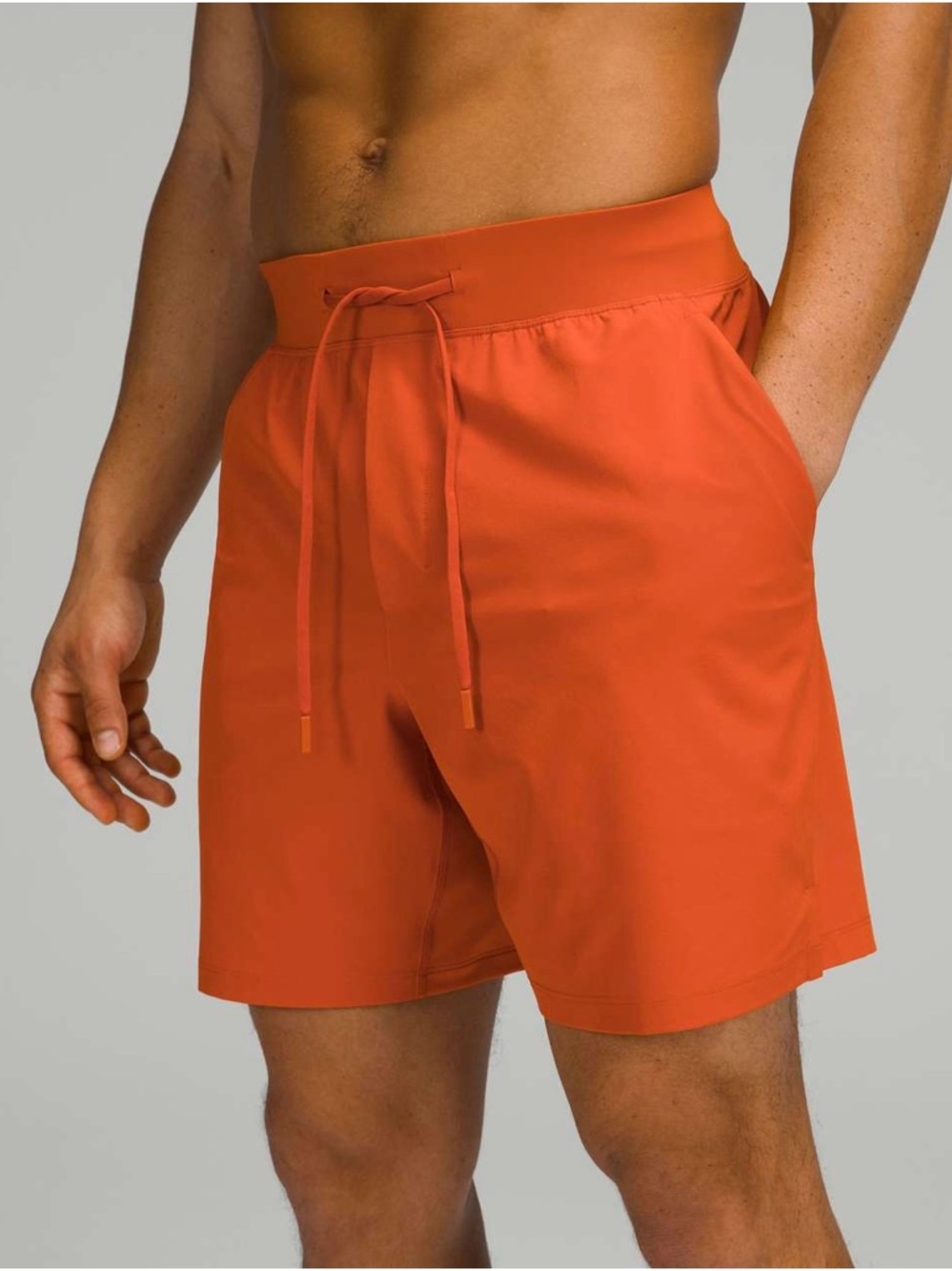 Men's Orange Athletic Drawstring Shorts